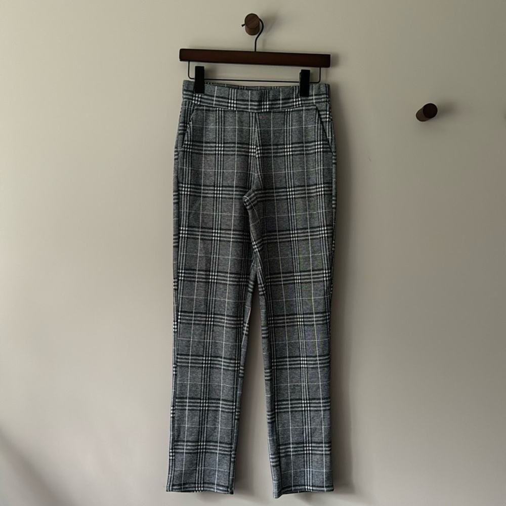 CROSBY BLACK AND WHITE PLAID PULL ON PANTS / TROUSERS SIZE SMALL - Picture 1 of 7